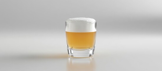 Glass of beer on dark and white background with foam