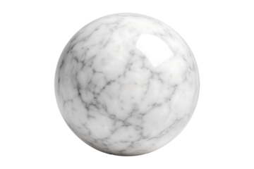 White Marble Sphere Texture Isolated on a Transparent Background