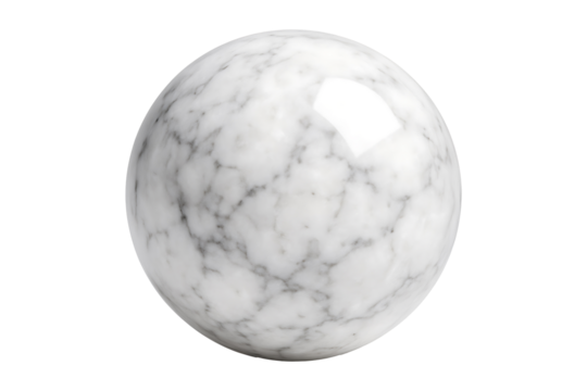 White Marble Sphere Texture Isolated on a Transparent Background