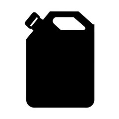 Silhouette of a black plastic jerrycan with handle and cap for liquid storage