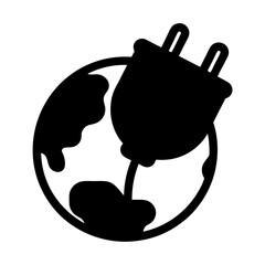 Earth with electrical plug suggests powering the planet with clean energy