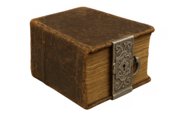 Old leather book depicting knowledge, history, and secret stories