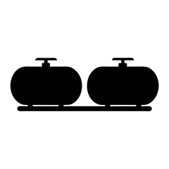 Silhouette of Two Soap Dispenser Bottles Joined on One Support Stand