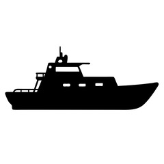Obraz premium Silhouette of a large modern yacht with multiple decks and windows