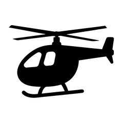 Black and white silhouette of a helicopter with a propeller