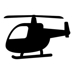 Simple Black and White Silhouette Illustration of a Helicopter in Flight