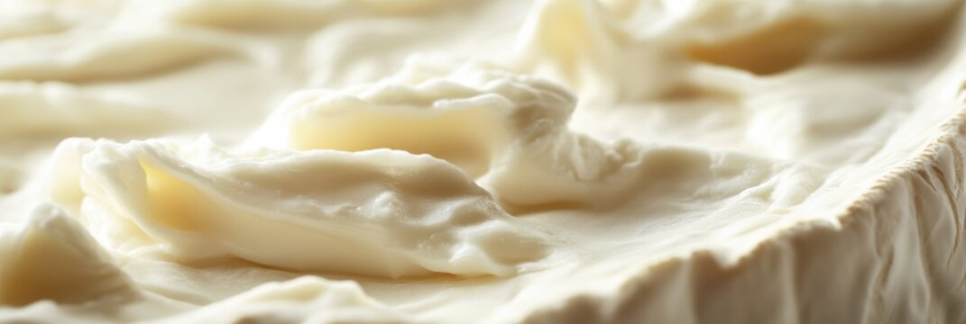Creamy texture of fresh dairy product displayed on a clean surface, showcasing rich details perfect for culinary inspiration and recipe development