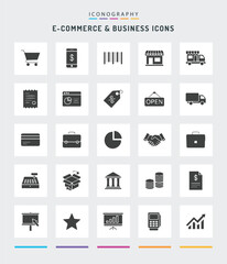 E commerce and business icon set shopping online payment delivery finance marketing vector design