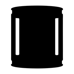 Abstract depiction of a soda can with white stripes on black background