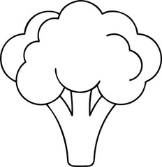 Vector art of a simple line drawing of a broccoli floret