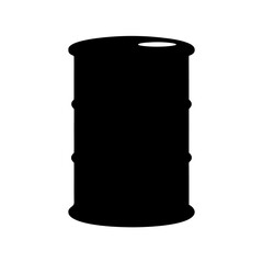 Silhouette of an Industrial Oil Drum or Storage Barrel in Black