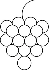Vector art of a simple black and white line drawing of a bunch of grapes isolated on a