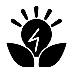 Obraz premium Renewable energy lightbulb emerging from foliage, representing sustainable and clean power