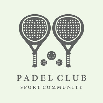 Padel rackets balls and the text padel club