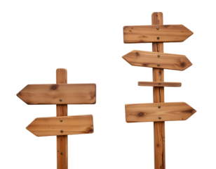 Wooden Directional Signposts with Empty Arrows for Navigation
