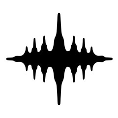 Abstract black symmetrical shape on a white background resembles an audio wave