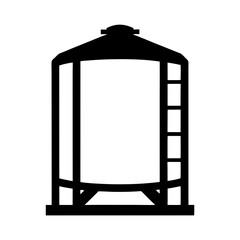 Silhouette of an agricultural grain silo for storing bulk materials like grains
