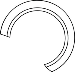 Vector art of abstract curved line segment with double outline