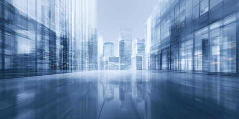 Urban cityscape vista, blurred motion, modern architecture