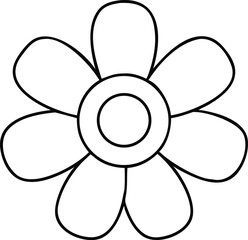 Vector art of a simple black and white line drawing of a daisy flower