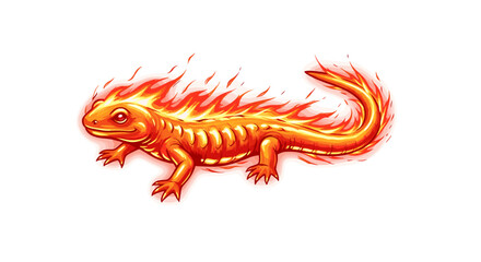 Flaming Salamander Artwork with Detailed Textures and Vibrant Colors