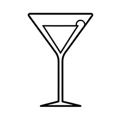 Martini Glass Outline Line Art Vector