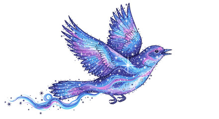 Celestial Flight: A Cosmic Bird Soaring Through the Universe Art