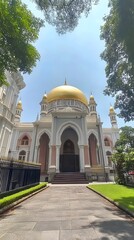 Fototapeta premium Majestic Mosque Golden Dome Architectural Exterior