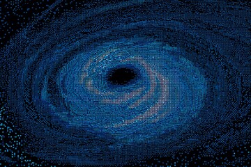 Vintage 8-Bit Abstract Vortex | Geometric Spiral, Crisp Pixelation, Dark Backdrop