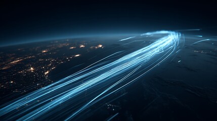 Futuristic representation of global data network and communications across Earth