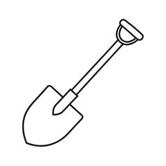 Shovel Outline Line Art Vector