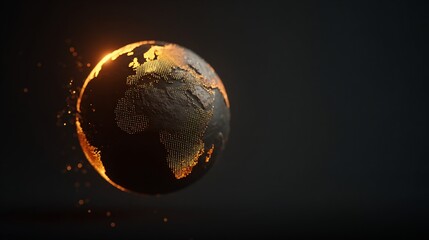 Global connectivity concept with illuminated earth on dark background rendering