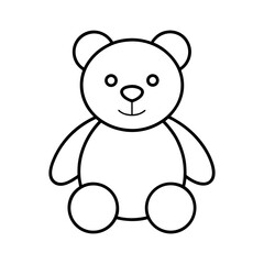 Teddy Bear Outline Line Art Vector