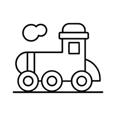 Toy Train Outline Line Art Vector
