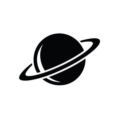 Saturn Planet Black Silhouette Vector