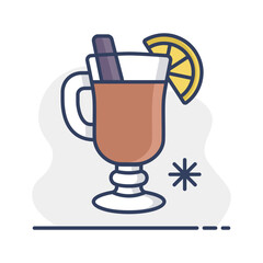 Mulled wine with orange slice and cinnamon stick