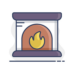 Fireplace vector isolated icon. Winter sign