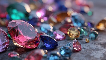 Close-up of colorful gemstones