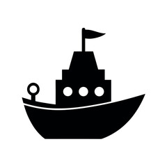 Toy Boat Black Silhouette Vector
