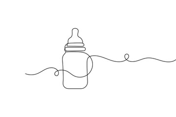 Baby bottle line art minimalist continuous drawing isolated outline vector illustration design

