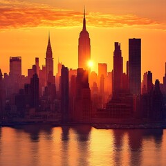 Stunning New York City Skyline Sunrise
