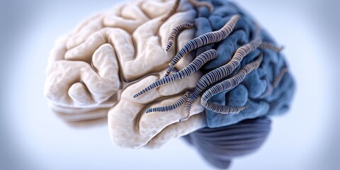 brain with worms eating it 