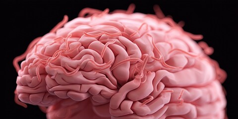 brain with worms eating it 