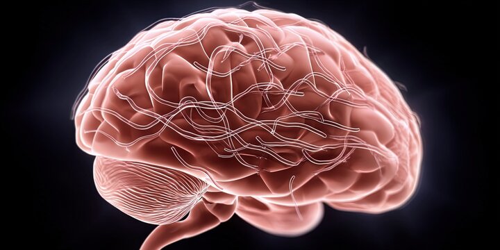 brain with worms eating it 