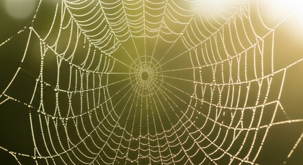 Obraz premium Spiderweb covered in morning dew drops