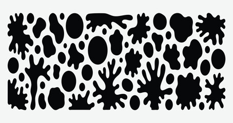 Discover a vector collection of black abstract shapes with organic blob forms. Minimalist, clean, and modern design perfect for patterns, backgrounds, and graphics.