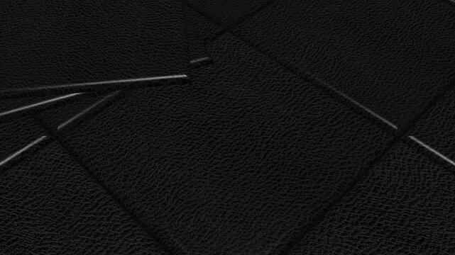 Elegant seamless movement on glossy black leather tiles, unique premium texture forming exclusive background for elite design