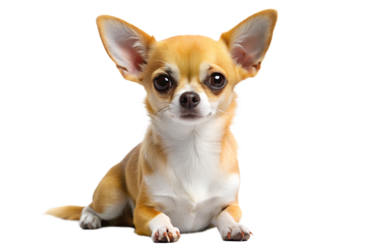 Adorable chihuahua puppy sitting isolated on transparent background with cute expression