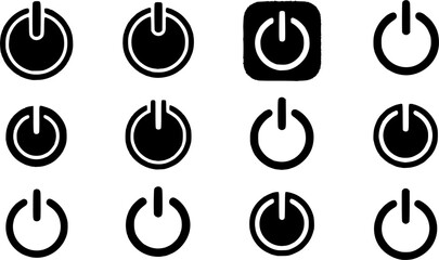 power button stencil icon silhouette vector illustration