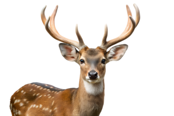 Majestic deer with large antlers isolated on transparent background
